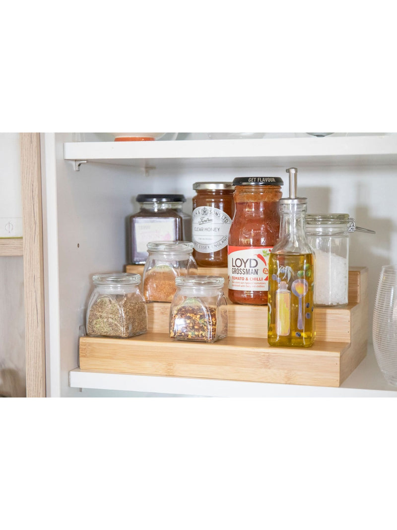 COPCO brown tiered wooden spice rack 30x20x11cm, imported from the UK