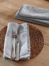 Next Secret Linen Store French Blue Sid Stripe Set of 4 Linen Napkins 47x47cm- Buy online at McGrocer