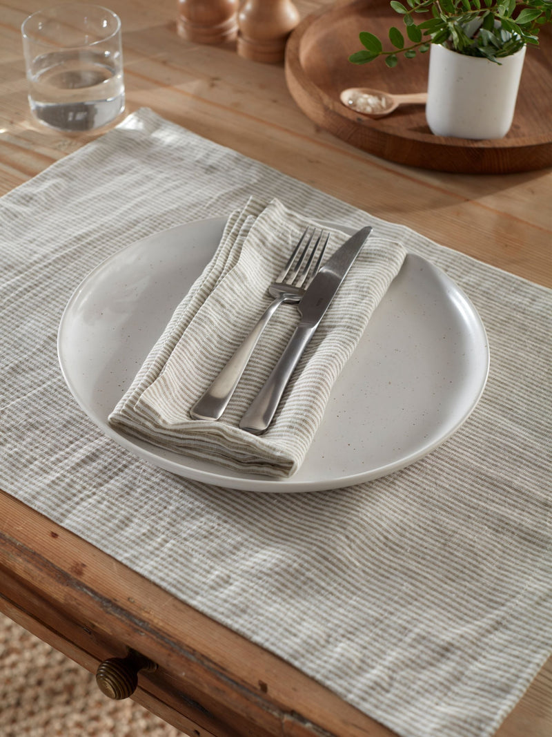 Secret Linen Store natural stripe linen placemats set of 2 35x50cm (British brand)