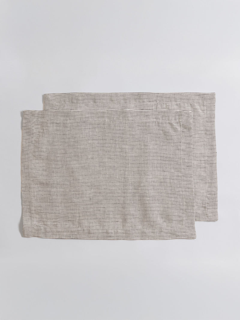Secret Linen Store natural stripe linen placemats set of 2 35x50cm (British brand)
