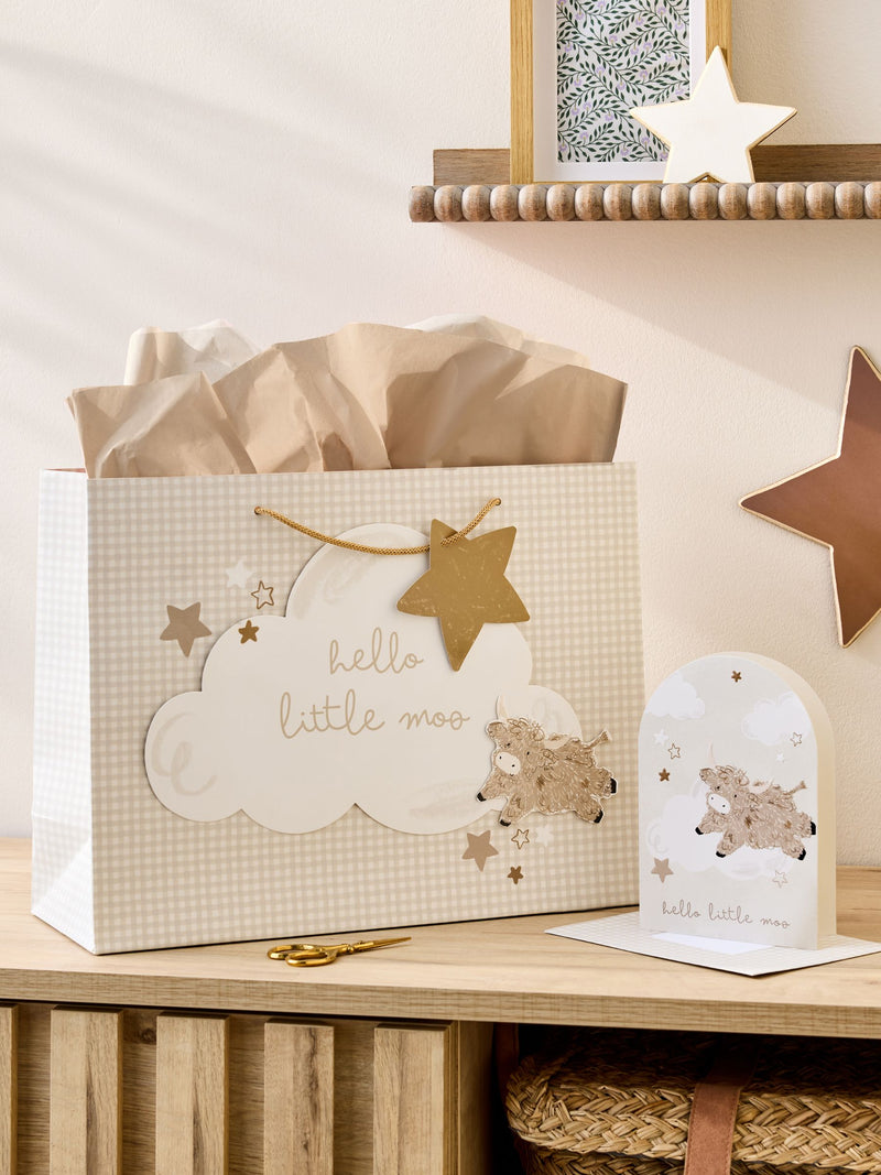 Natural Hamish baby gift bag and card set, UK version
