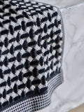 Black white geometric cotton towel, imported from the UK