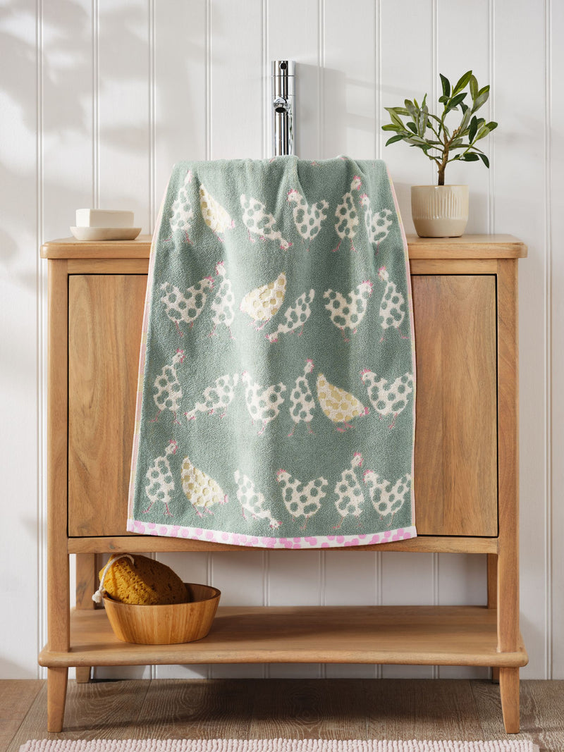 Sage Green chicken towel 100% cotton (British brand)
