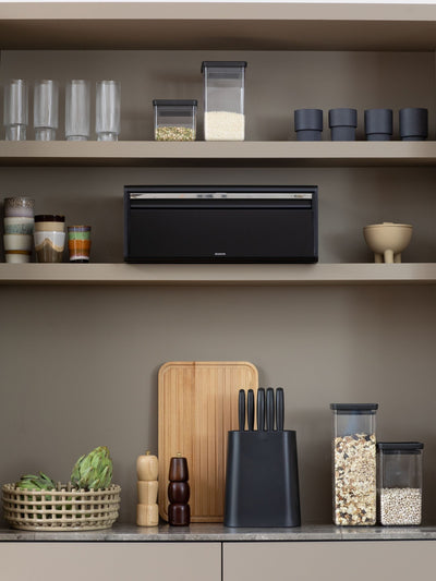 Next Brabantia Black Fall Front Bread Bin- Buy online at McGrocer
