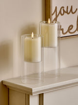 Next Unscented Clear Glass Pillar LED Candle Set of 2, Height 27cm- Buy online at McGrocer