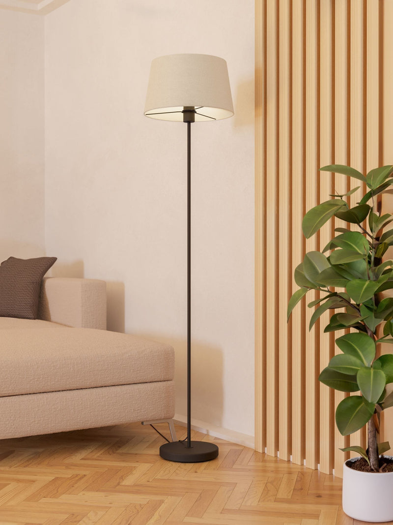 Eglo Febres floor lamp black base white shade, UK version