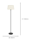 Eglo Febres floor lamp black base white shade, UK version