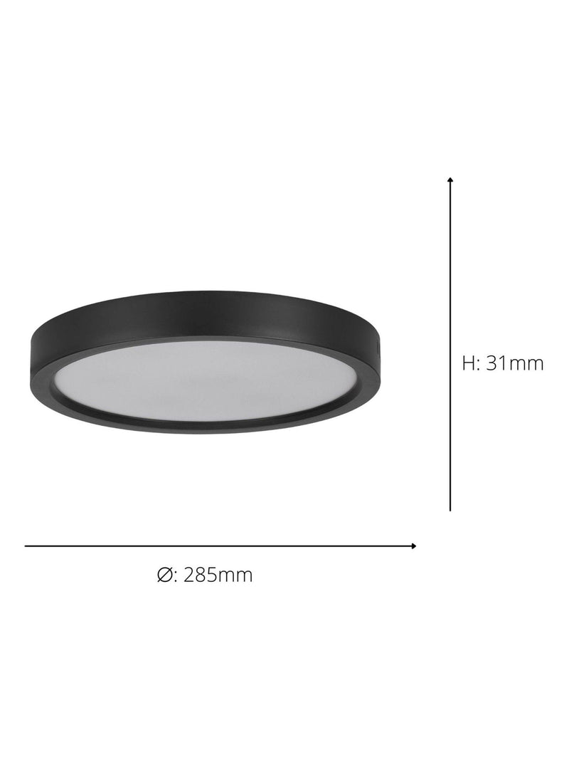 Eglo Black Idun-E plastic ceiling light 28.5cm (British brand)