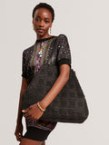 Ted Baker raffia straw collapsible puzzle bag black - British product