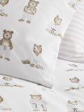 White Natural Bertie Bear reversible duvet cover and pillowcase set (British brand)