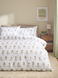 White Natural Bertie Bear reversible duvet cover and pillowcase set (British brand)