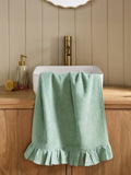 Sage green frill hand towel (British brand)