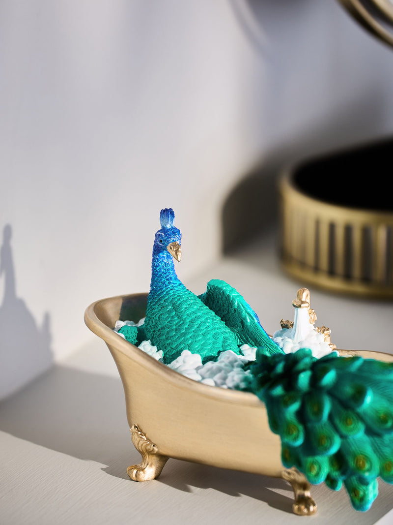 Benedict blue peacock bath ornament resin, imported from the UK