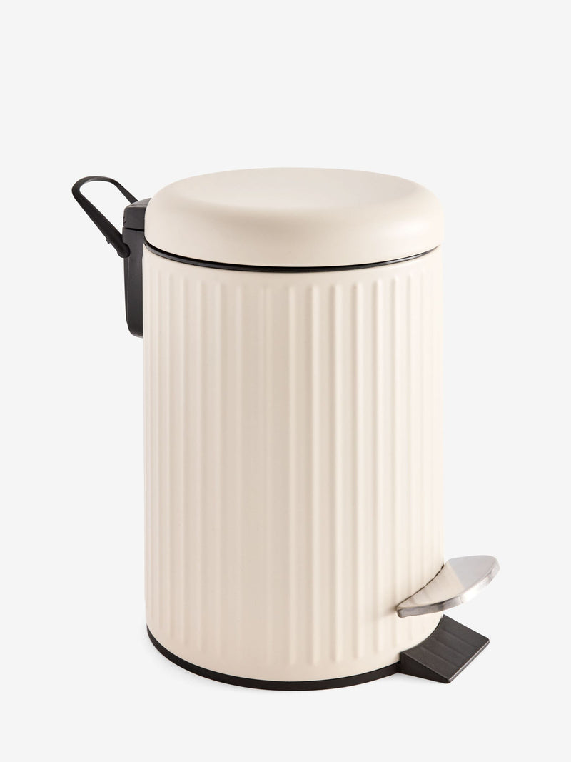 Cream rib pedal bin 3L soft close, UK version