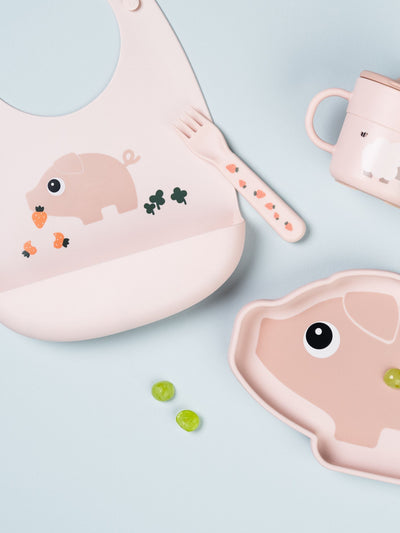 Next Done by Deer Pigee Pink Silicone Feeding Bib 27 x 19 x 4 cm- Buy online at McGrocer