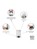 Brabantia white pedal bin 3 litre - British product