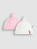 JoJo Maman Bebe pink ditsy floral baby hats 2-pack (British brand)