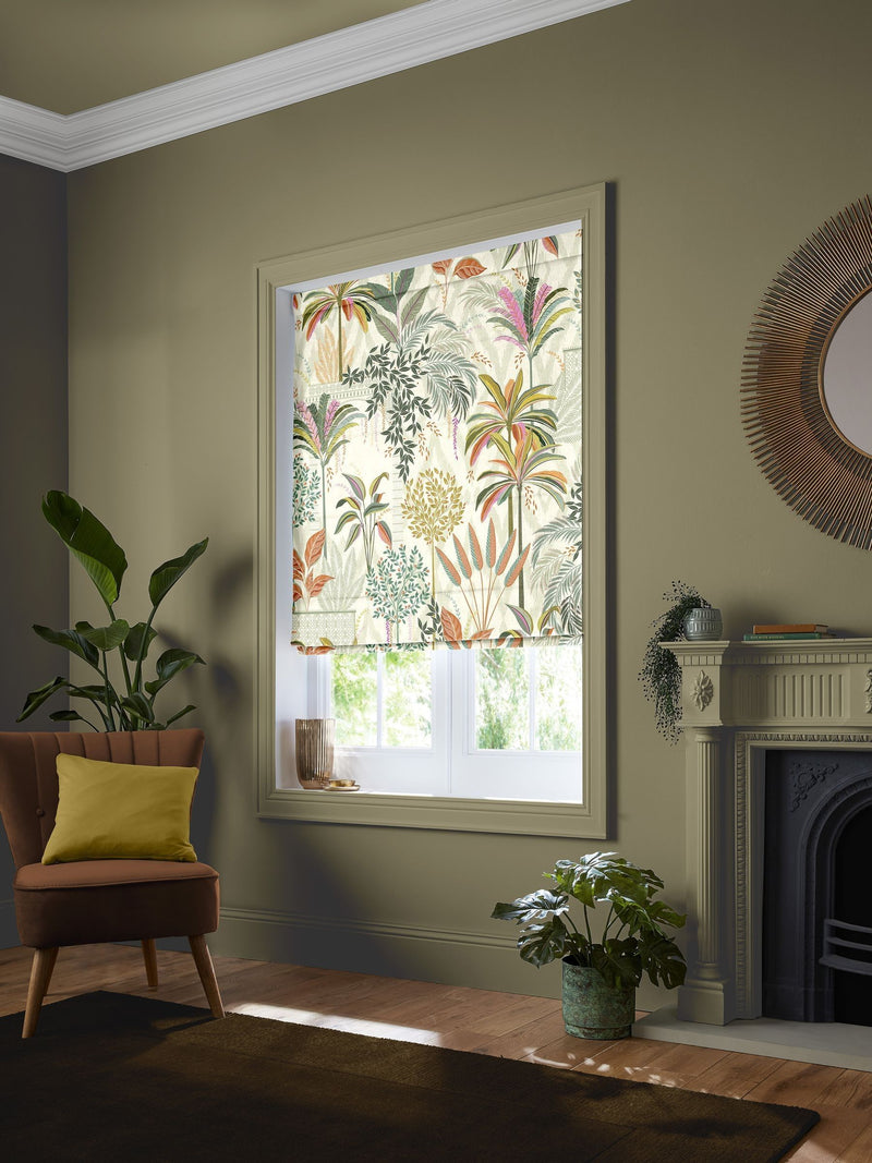 Sara Miller roman blind light stone palm garden cream, UK version