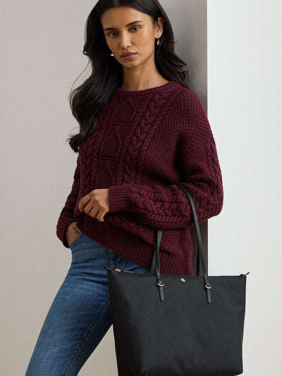 Next Lauren Ralph Lauren Black Keaton Large Nylon Tote Bag- Buy online at McGrocer