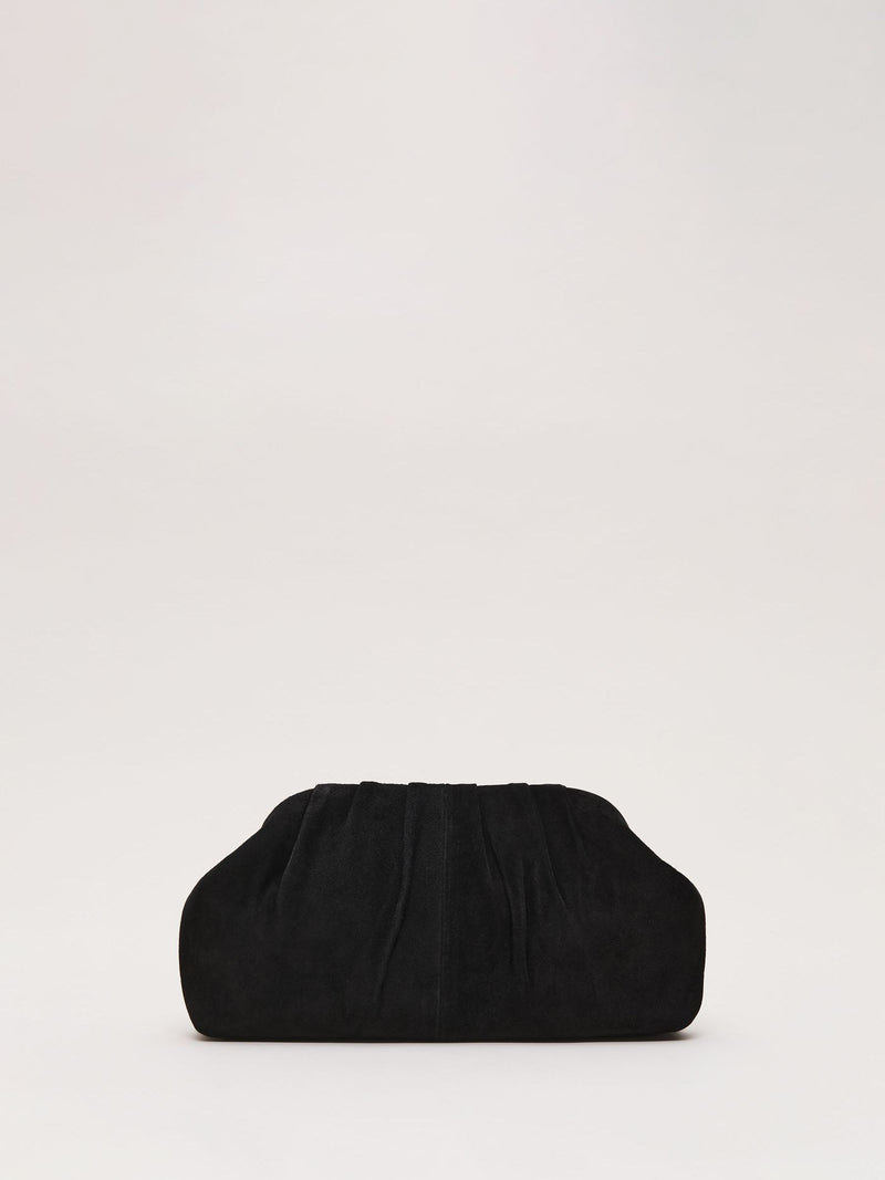 Phase Eight black suede clutch bag with gold detailing 13x25cm - British product