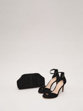 Phase Eight black suede clutch bag with gold detailing 13x25cm - British product
