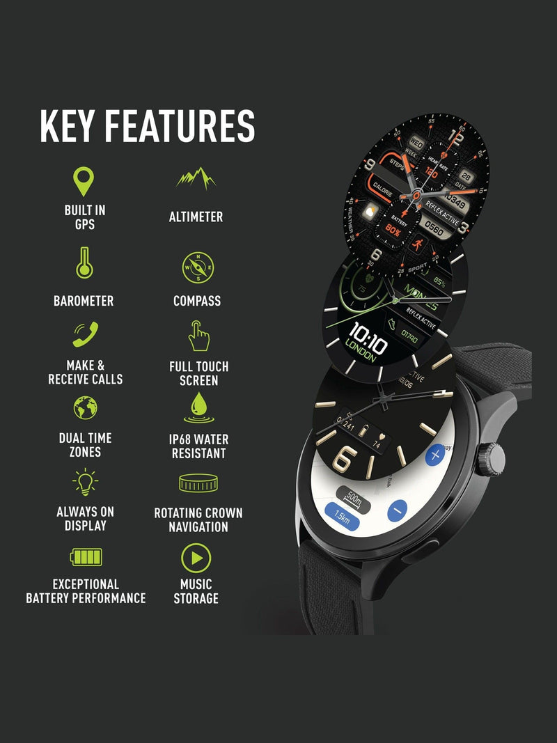 Reflex Active Series 45 silicone GPS sports smartwatch (British brand)