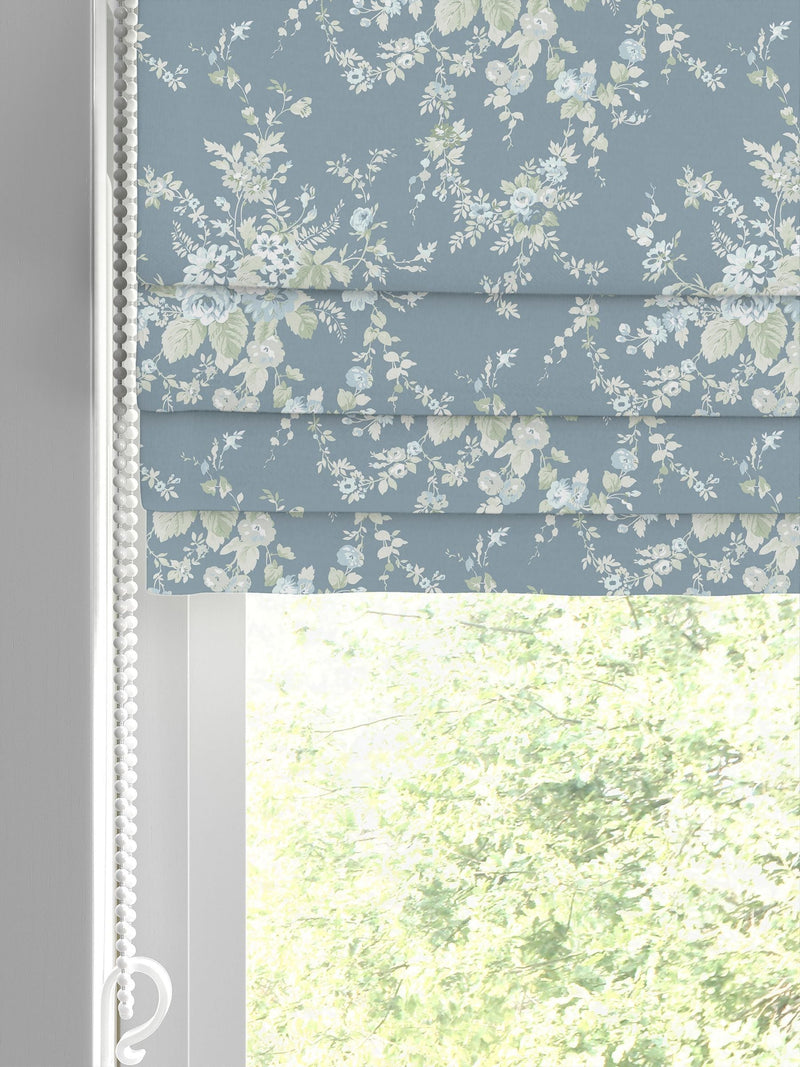 Shabby Chic roman blind dusky blue garden floral (British brand)