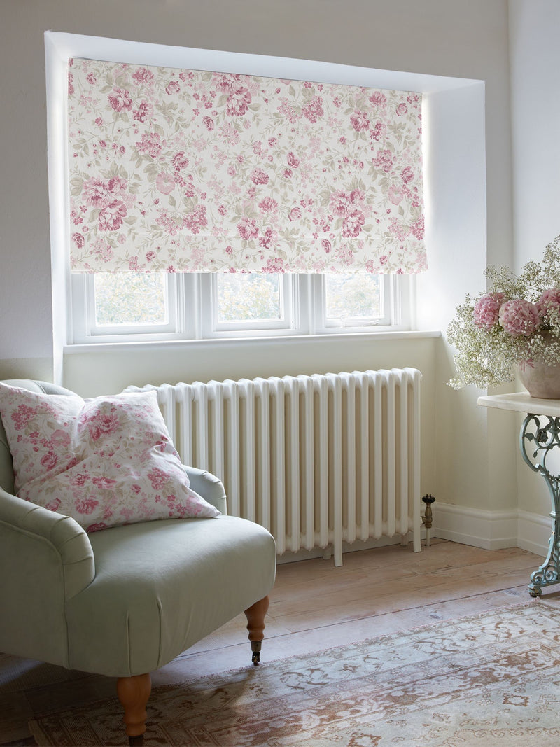 Shabby Chic pink romantic rose Roman blind, imported from the UK