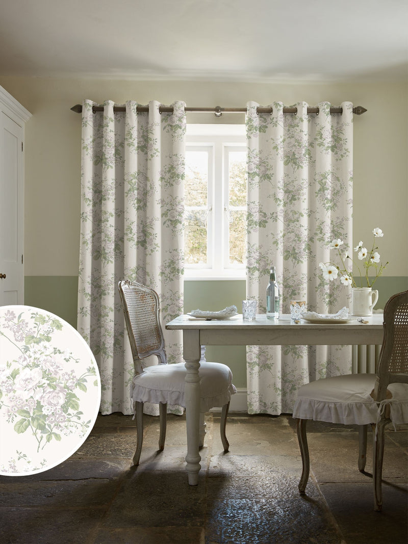 Shabby Chic Natural Rose Chintz curtains made to measure, imported from the UK