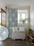 Shabby Chic dusky blue floral curtains 100% cotton - British product