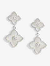 Jon Richard Silver Tone Mother of Pearl Clover Double Drop Earrings