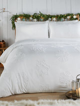 Duvet Day White Christmas Snow Crystal Tufted Duvet Cover Set