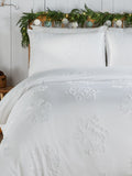 White Christmas snow crystal tufted duvet cover set - British product
