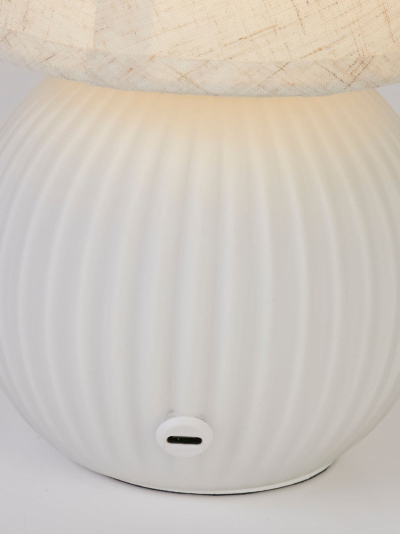 Searchlight Nordic Moon table lamp in white and gold, UK version