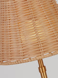 Searchlight rechargeable LED table lamp with rattan shade (British brand)