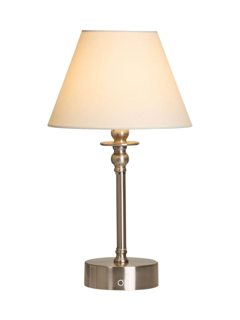 Searchlight satin nickel rechargeable LED touch table lamp 41cm (British brand)