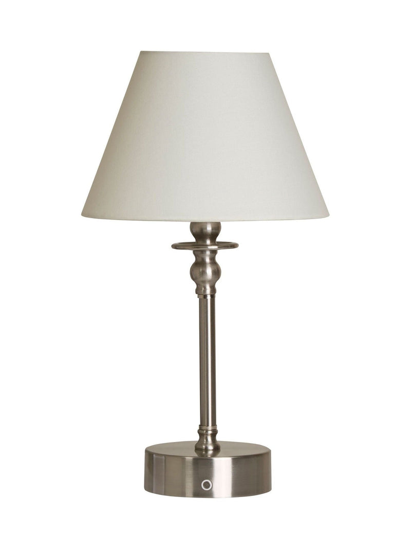 Searchlight satin nickel rechargeable LED touch table lamp 41cm (British brand)