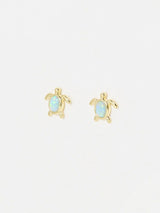 Next Oliver Bonas Gold Terry Turtle Gold Plated Opalite Stud Earrings- Buy online at McGrocer