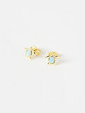 Oliver Bonas gold plated opalite turtle stud earrings, imported from the UK