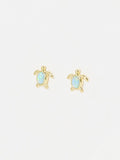 Oliver Bonas gold plated opalite turtle stud earrings, imported from the UK