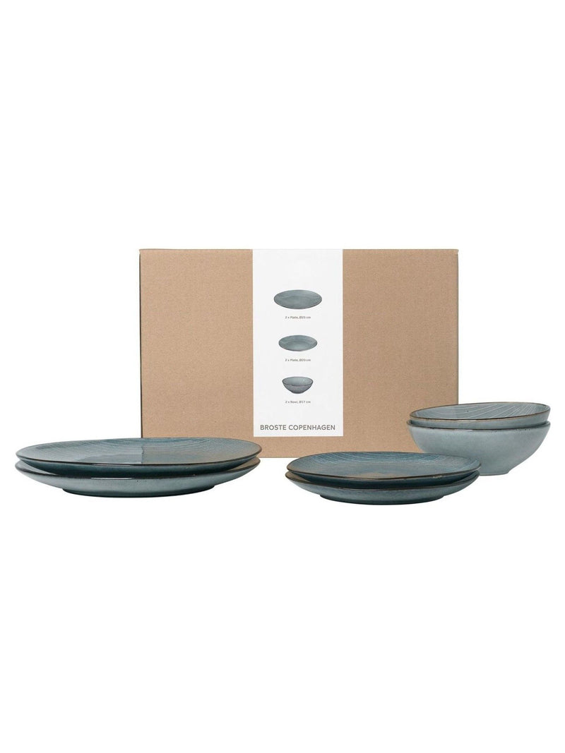 Broste Copenhagen Soft Blue Nordic Sea dinner set for two - British product