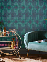 Next Graham & Brown Electric Blue Envy In the Loop Wallpaper Sample A4- Buy online at McGrocer