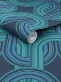 Graham & Brown Electric Blue Envy In the Loop wallpaper sample A4 (British brand)