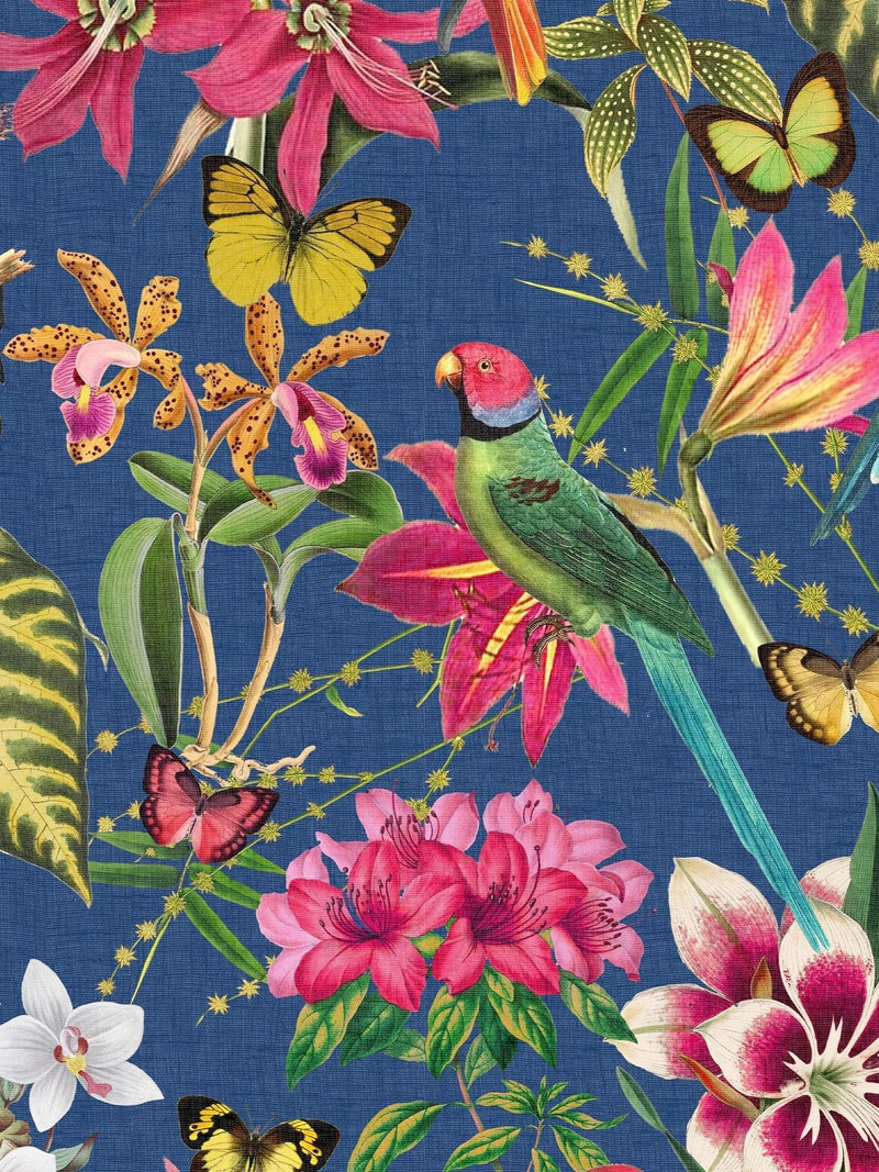 Graham & Brown Paradiso wallpaper sample deep navy, UK version
