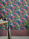 Graham & Brown Paradiso wallpaper sample deep navy, UK version