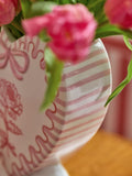 Cath Kidston pink heart shaped vase 21cm, imported from the UK
