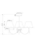 Brass bow chandelier with delicate scalloped shades - British product