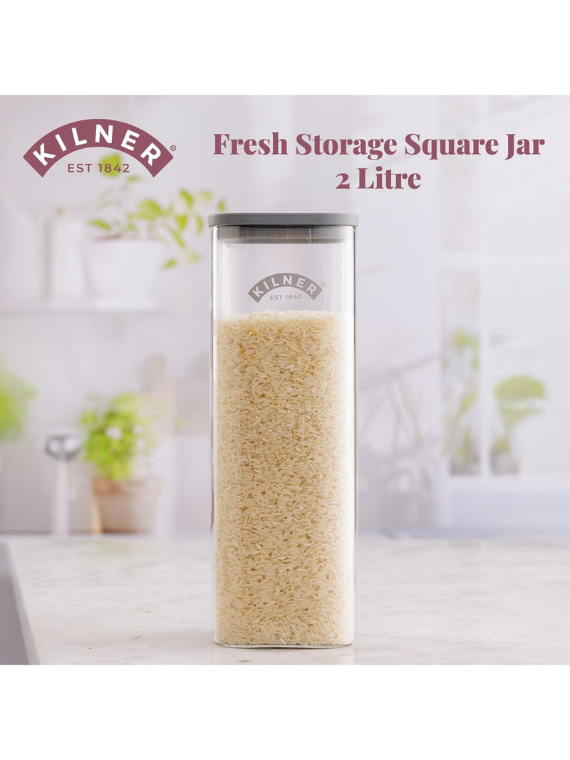 Kilner clear fresh storage jar 2l set of 2, UK version