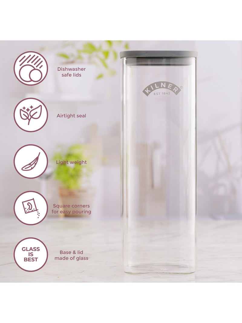 Kilner clear fresh storage jar 2l set of 2, UK version