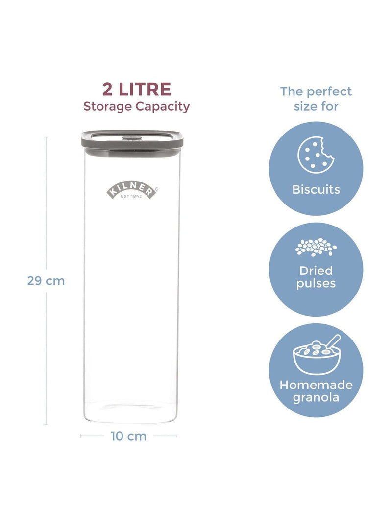 Kilner clear fresh storage jar 2l set of 2, UK version